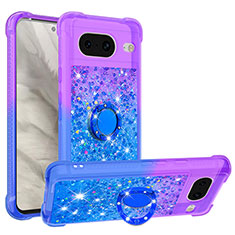 Custodia Silicone Cover Morbida Bling-Bling con Anello Supporto S02 per Google Pixel 8 5G Viola