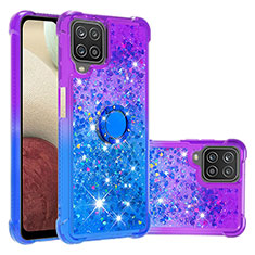 Custodia Silicone Cover Morbida Bling-Bling con Anello Supporto S02 per Samsung Galaxy A12 5G Viola