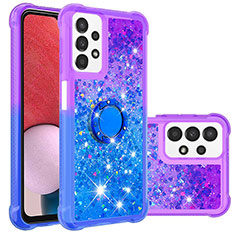 Custodia Silicone Cover Morbida Bling-Bling con Anello Supporto S02 per Samsung Galaxy A13 4G Viola