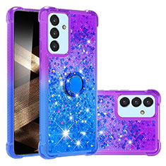 Custodia Silicone Cover Morbida Bling-Bling con Anello Supporto S02 per Samsung Galaxy A15 LTE Viola