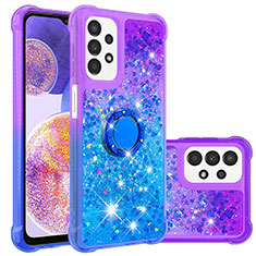 Custodia Silicone Cover Morbida Bling-Bling con Anello Supporto S02 per Samsung Galaxy A23 5G Viola