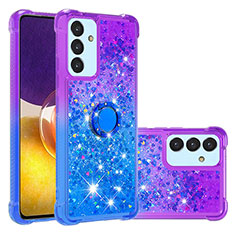 Custodia Silicone Cover Morbida Bling-Bling con Anello Supporto S02 per Samsung Galaxy A25 5G Viola