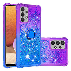 Custodia Silicone Cover Morbida Bling-Bling con Anello Supporto S02 per Samsung Galaxy A32 5G Viola