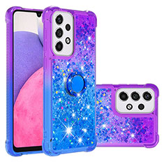 Custodia Silicone Cover Morbida Bling-Bling con Anello Supporto S02 per Samsung Galaxy A33 5G Viola