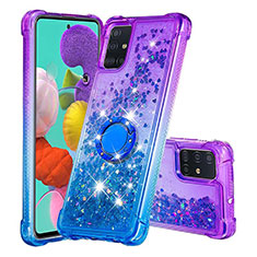 Custodia Silicone Cover Morbida Bling-Bling con Anello Supporto S02 per Samsung Galaxy A51 4G Viola