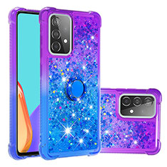 Custodia Silicone Cover Morbida Bling-Bling con Anello Supporto S02 per Samsung Galaxy A52 4G Viola