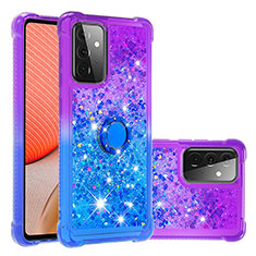 Custodia Silicone Cover Morbida Bling-Bling con Anello Supporto S02 per Samsung Galaxy A72 4G Viola