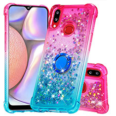 Custodia Silicone Cover Morbida Bling-Bling con Anello Supporto S02 per Samsung Galaxy M01s Rosa