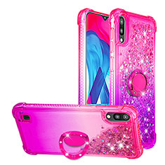 Custodia Silicone Cover Morbida Bling-Bling con Anello Supporto S02 per Samsung Galaxy M10 Rosa Caldo