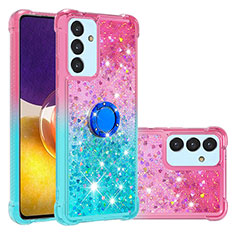 Custodia Silicone Cover Morbida Bling-Bling con Anello Supporto S02 per Samsung Galaxy M54 5G Rosa