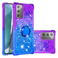 Custodia Silicone Cover Morbida Bling-Bling con Anello Supporto S02 per Samsung Galaxy Note 20 5G Viola
