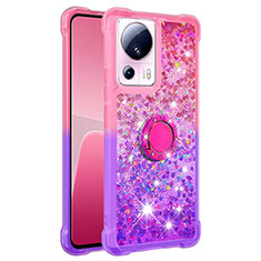 Custodia Silicone Cover Morbida Bling-Bling con Anello Supporto S02 per Xiaomi Civi 2 5G Rosa Caldo