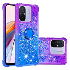 Custodia Silicone Cover Morbida Bling-Bling con Anello Supporto S02 per Xiaomi Poco C55 Viola