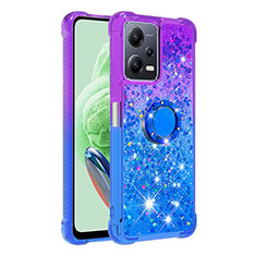 Custodia Silicone Cover Morbida Bling-Bling con Anello Supporto S02 per Xiaomi Poco X5 5G Viola