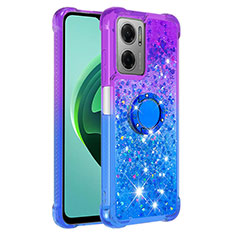 Custodia Silicone Cover Morbida Bling-Bling con Anello Supporto S02 per Xiaomi Redmi 10 5G Viola