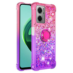 Custodia Silicone Cover Morbida Bling-Bling con Anello Supporto S02 per Xiaomi Redmi 10 Prime Plus 5G Rosa Caldo