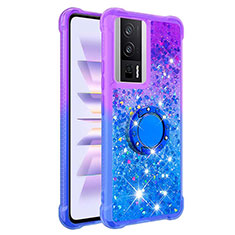 Custodia Silicone Cover Morbida Bling-Bling con Anello Supporto S02 per Xiaomi Redmi K60 5G Viola