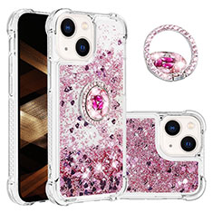 Custodia Silicone Cover Morbida Bling-Bling con Anello Supporto S03 per Apple iPhone 14 Lavanda