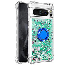 Custodia Silicone Cover Morbida Bling-Bling con Anello Supporto S03 per Google Pixel 8 Pro 5G Verde