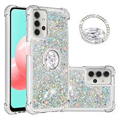 Custodia Silicone Cover Morbida Bling-Bling con Anello Supporto S03 per Samsung Galaxy A32 5G Multicolore