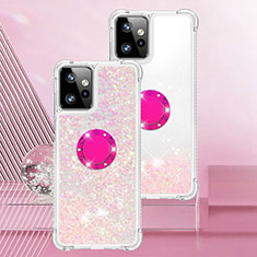 Custodia Silicone Cover Morbida Bling-Bling con Anello Supporto YB1 per Motorola Moto G Power 5G (2023) Rosa