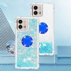 Custodia Silicone Cover Morbida Bling-Bling con Anello Supporto YB1 per Motorola Moto G Stylus (2023) 4G Cielo Blu