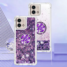 Custodia Silicone Cover Morbida Bling-Bling con Anello Supporto YB1 per Motorola Moto G Stylus (2023) 4G Viola