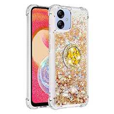 Custodia Silicone Cover Morbida Bling-Bling con Anello Supporto YB1 per Samsung Galaxy A04 4G Oro