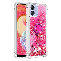 Custodia Silicone Cover Morbida Bling-Bling con Anello Supporto YB1 per Samsung Galaxy A04 4G Rosa Caldo