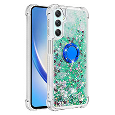 Custodia Silicone Cover Morbida Bling-Bling con Anello Supporto YB1 per Samsung Galaxy A24 4G Verde