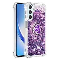 Custodia Silicone Cover Morbida Bling-Bling con Anello Supporto YB1 per Samsung Galaxy A24 4G Viola