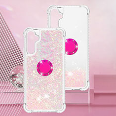 Custodia Silicone Cover Morbida Bling-Bling con Anello Supporto YB1 per Samsung Galaxy A34 5G Rosa