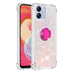 Custodia Silicone Cover Morbida Bling-Bling con Anello Supporto YB1 per Samsung Galaxy F04 Rosa