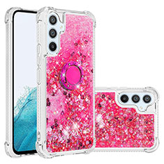 Custodia Silicone Cover Morbida Bling-Bling con Anello Supporto YB1 per Samsung Galaxy Quantum4 5G Rosa Caldo