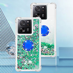 Custodia Silicone Cover Morbida Bling-Bling con Anello Supporto YB1 per Xiaomi Redmi K60 Ultra 5G Verde