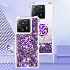 Custodia Silicone Cover Morbida Bling-Bling con Anello Supporto YB1 per Xiaomi Redmi K60 Ultra 5G Viola