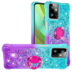 Custodia Silicone Cover Morbida Bling-Bling con Anello Supporto YB2 per Motorola Moto G Power 5G (2023) Cielo Blu