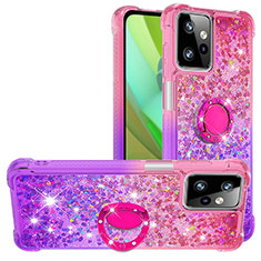 Custodia Silicone Cover Morbida Bling-Bling con Anello Supporto YB2 per Motorola Moto G Power 5G (2023) Rosa Caldo