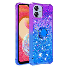 Custodia Silicone Cover Morbida Bling-Bling con Anello Supporto YB2 per Samsung Galaxy F04 Viola