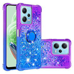 Custodia Silicone Cover Morbida Bling-Bling con Anello Supporto YB2 per Xiaomi Poco X5 5G Viola