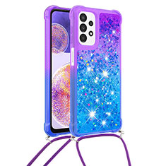 Custodia Silicone Cover Morbida Bling-Bling con Cinghia Cordino Mano S01 per Samsung Galaxy A23 4G Viola