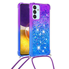 Custodia Silicone Cover Morbida Bling-Bling con Cinghia Cordino Mano S01 per Samsung Galaxy A24 4G Viola