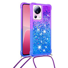 Custodia Silicone Cover Morbida Bling-Bling con Cinghia Cordino Mano S01 per Xiaomi Civi 2 5G Viola