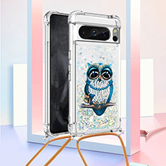 Custodia Silicone Cover Morbida Bling-Bling con Cinghia Cordino Mano S02 per Google Pixel 8 Pro 5G Multicolore