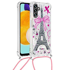 Custodia Silicone Cover Morbida Bling-Bling con Cinghia Cordino Mano S02 per Samsung Galaxy A13 5G Multicolore