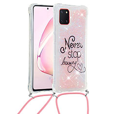 Custodia Silicone Cover Morbida Bling-Bling con Cinghia Cordino Mano S02 per Samsung Galaxy Note 10 Lite Multicolore