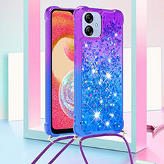 Custodia Silicone Cover Morbida Bling-Bling con Cinghia Cordino Mano YB1 per Samsung Galaxy A04 4G Viola