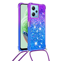 Custodia Silicone Cover Morbida Bling-Bling con Cinghia Cordino Mano YB1 per Xiaomi Poco X5 5G Viola