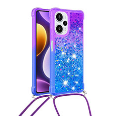 Custodia Silicone Cover Morbida Bling-Bling con Cinghia Cordino Mano YB1 per Xiaomi Redmi Note 12 Turbo 5G Viola