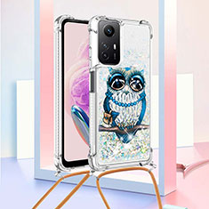 Custodia Silicone Cover Morbida Bling-Bling con Cinghia Cordino Mano YB2 per Xiaomi Redmi Note 12S Multicolore